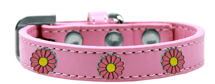 Pink Daisy Widget Dog Collar Light Pink Size 16